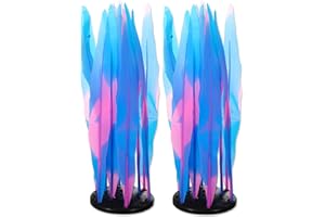 CAPASTEC Aquarium Glowing Kelp Plant, Soft Silicone, Fluorescence Coral Decor, Blue, 2pcs