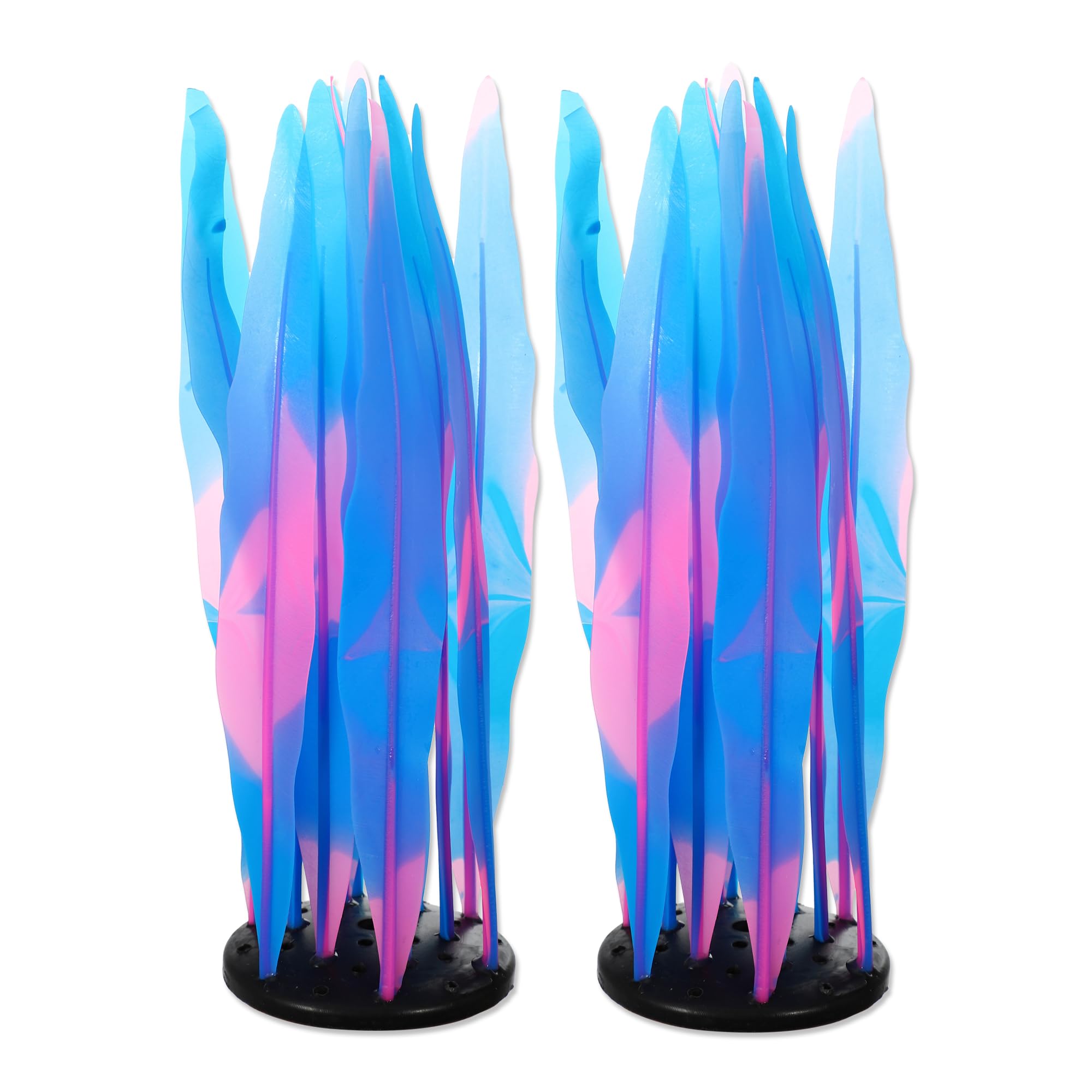 CAPASTEC Aquarium Glowing Kelp Plant, Soft Silicone Glowing Fish Tank Decorations, Fluorescence Coral Decor for Aquarium Decor Blue 2pcs