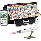 AEDAGA 240 Colors Alcohol Markers with Free App, Dual Tip Art Marker with Kickstand Case for Artists Adults. Alcohol Based Markers for Coloring Painting Sketching and Drawing, Great Gift
