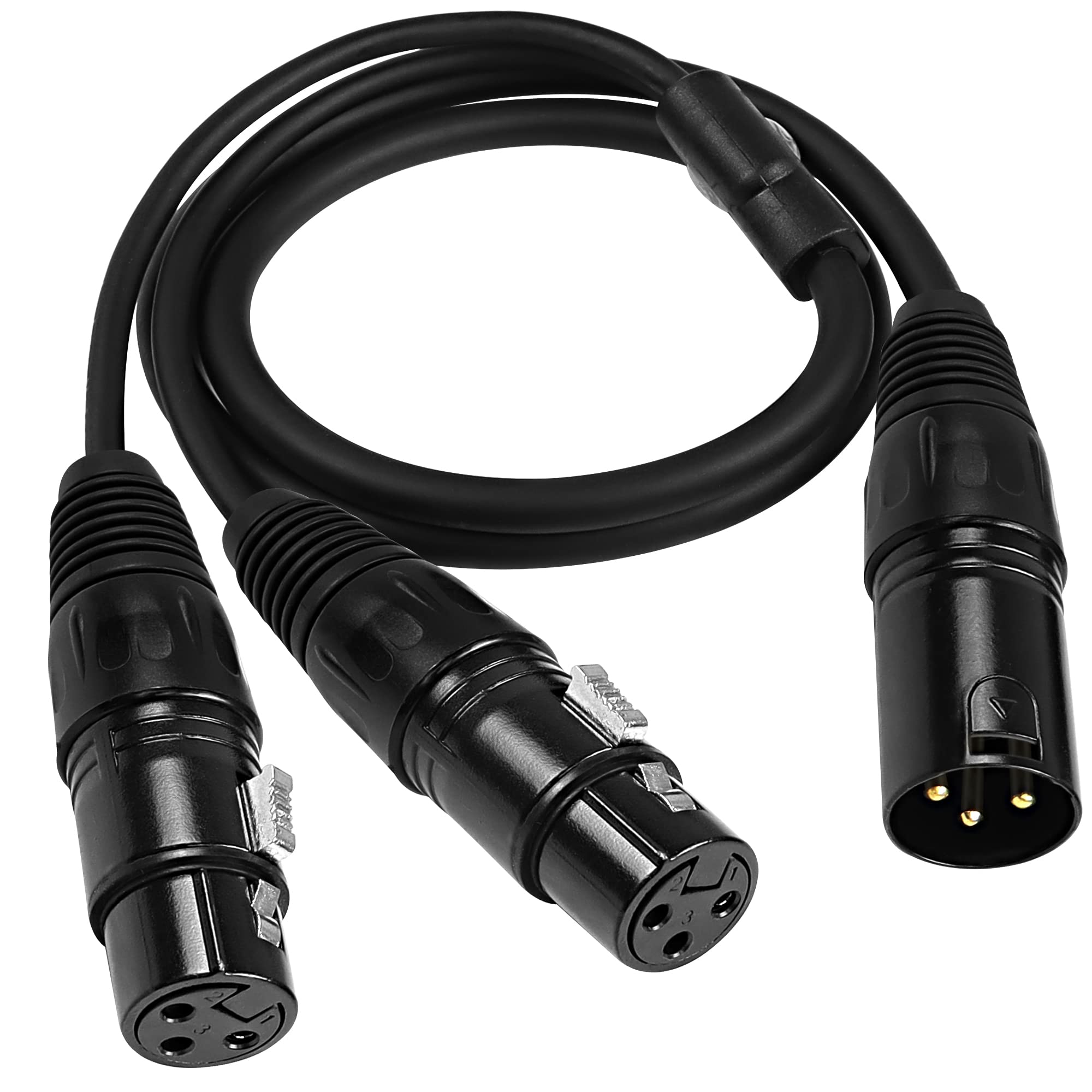 MEIRIYFA XLR Splitter Cable 1 Male to 2 Female Microphone Cable, 3Pin XLR to Dual XLR Balanced Patch Y Mic Audio Adapter Cable - 80CM