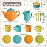 AOLEVA Kids Plastic Tea Set Pretend Play 1 Teapot 4 Cups 4 Spoons 1 Sugar Bowl view 5