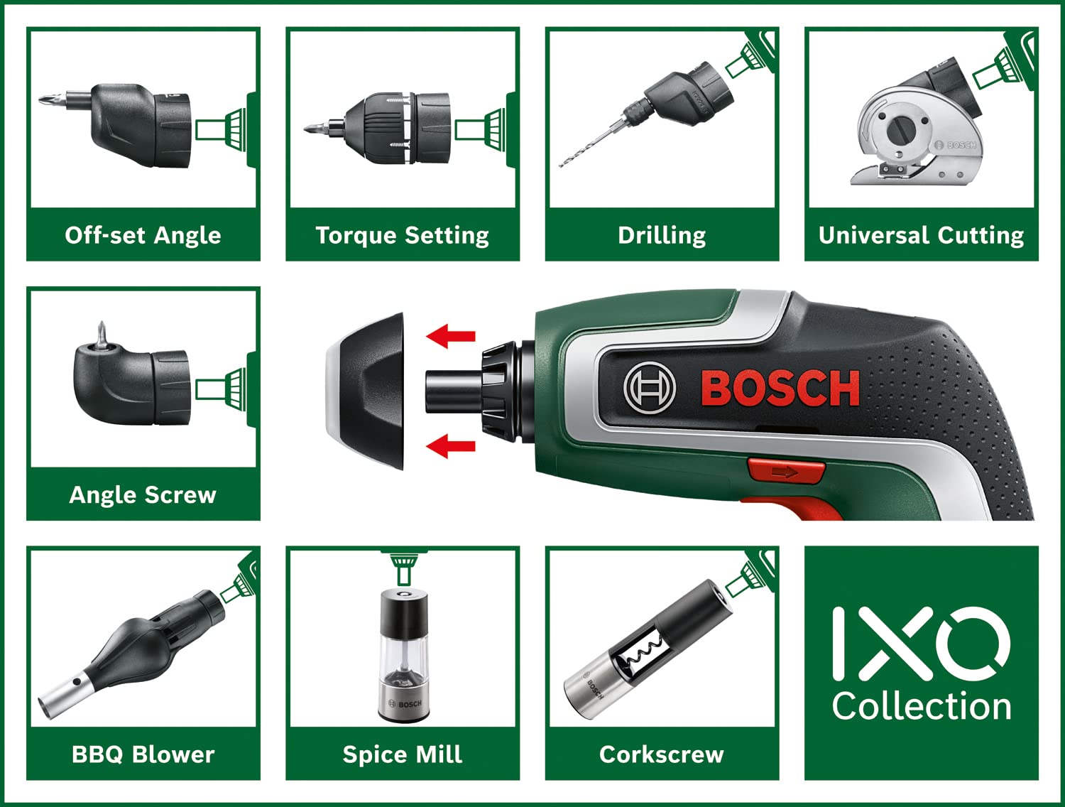 Bosch IXO Cordless Screwdriver (7th Generation; 3.6V; 2.0Ah; 5.5Nm; with Micro USB Cable; Includes Angle Attachment; Screws up to 190 Screws; in Box) - Amazon Edition