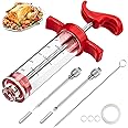 Meat Injector Syringe, 1-oz Plastic Marinade Turkey Injector Kit, 2 Marinade Injector Needles for BBQ Grill by QPMR