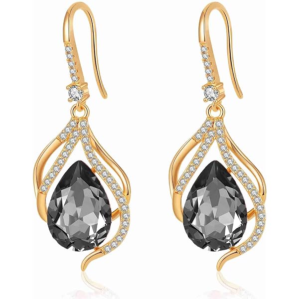 Austrian Crystal Baroque Drop Leverback Earrings Fashion 14K Gold Plat