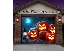 TTCHANG Halloween Garage Door Cover Decorations Outdoor 8 x 7FT Hanging Backdrop Door Cover Banner Wall Background Party Decorations for Home Party Indoor Outside Wall Door