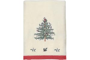 Spode - Hand Towel, Soft & Absorbent Cotton, Holiday Bathroom Decor Christmas Tree Collection