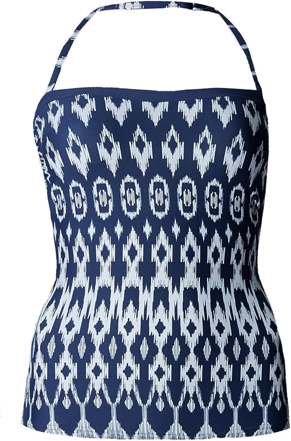 Ladies Ex M&S Navy Ikat Print Secret Support Halterneck/Strapless