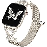 JKD Slim Metal Band Compatible with Apple Watch Bands for Women 40mm 42mm 46mm 44mm 45mm 41mm 38mm 49mm, Diamond X-Shape Stainless Steel Magnetic Loop for iWatch Series 11/10/9/8/7/6/5/4/3/2/1 SE3/2/1