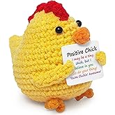 LRUIOMVE Positive Crochet Animals Chick Chicken Gifts for Women Daughter Friend Coworkers Sister, Emotional Cheer Up Funny Handmade Crochet Chicken Decorations, Birthday Graduation Gifts for Teen