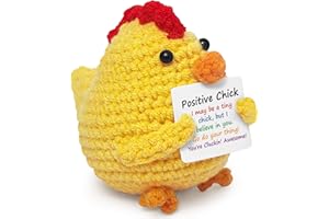 LRUIOMVE Positive Crochet Animals Chick Chicken Gifts for Women Daughter Friend Coworkers Sister, Emotional Cheer Up Funny Handmade Crochet Chicken Decorations, Birthday Graduation Gifts for Teen