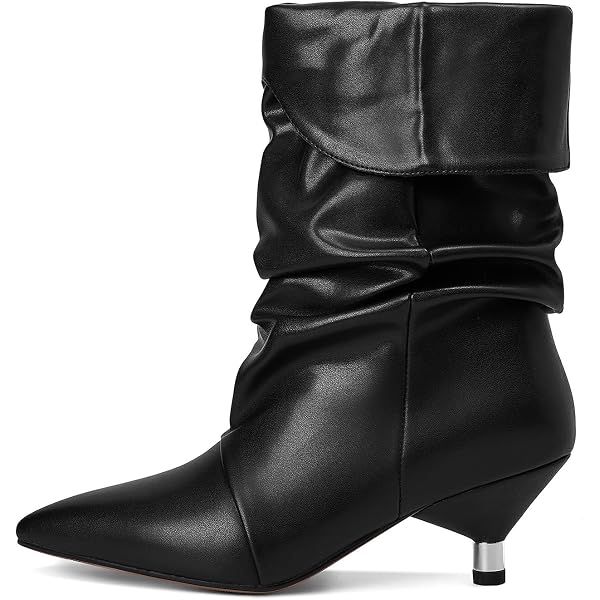 Women's Slouchy Boots – 2024 Mid-Calf Pointed Toe Booties With Kitten Heel, Pull-On Style For Fall & Everyday Wear - View #12