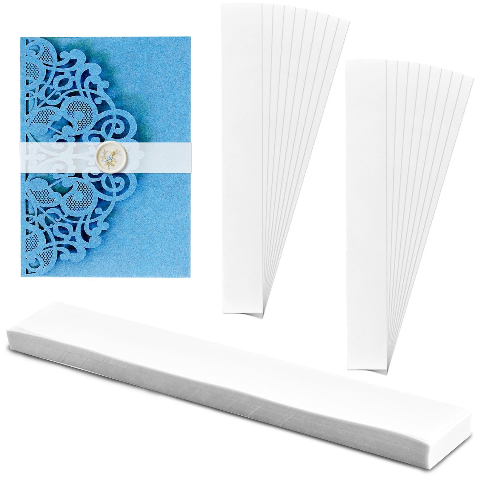 Photo 1 of 150Pcs Vellum Belly Band for 5x7 Invitations, Clear Invitation Belly Bands Wedding Invitation Accessories Invitations Postcards Envelopes Vellum Wedding Band Invitations Wrap