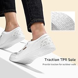 STQ White Slip On Sneakers for Women Low Top
