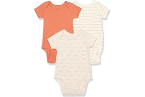 Amazon Essentials Unisex Babies' Cotton Stretch Jersey Short Sleeve Bodysuit (Previously Amazon Aware), Pack of 3
