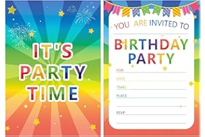 24pcs birthday invitations with 24pcs Envelopes, Birthday Party Invitations for Girls and Boys, 6.3 x 4.3Inches, Double-Sided