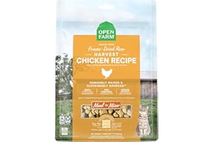Open Farm, Freeze Dried Raw Cat Food, Complete Meal Morsels or Cat Treats with 92% Meat, Organs & Bone, Harvest Chicken Recipe, 9oz Bag