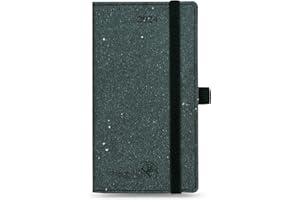 POPRUN Recycled Pocket Weekly Planner 2024 3.5" x 6.5" - 100% Eco-Friendly Materials - 2024 Small Agenda Daily Weekly Monthly Calendar with Dotted Note Pages, Hardcover - Black Grey