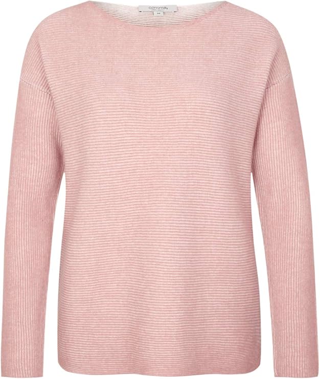 Comma Damen Pullover Slim Fit - Strickpullover Mit Stehkaren Und Rippbündchen