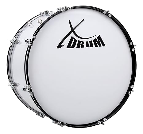 XDrum MBD-224 Marsch Bass Trommel, Fußball Pauke 24' x 12' (10,5 kg, 4 Ösen, Spannschrauben, inkl. Paar Schlägel, Tragegurte,
