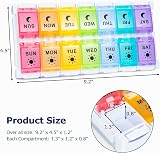 Yaklim Large Weekly Pill Organizer AM PM Push Button Bottom Fill 7 Day BPA Free view 6