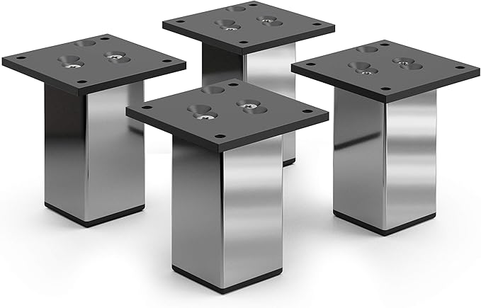 Sossai Möbelfüße 4er Set - Höhenverstellbare Aluminium-Füße 60mm Für Schränke