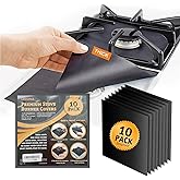 10 pack, gas stove protector, stove burner liners, stovetop range protectors, set top burner covers black, size 10.6&rdquo; x 10.6&rdquo; non stick reusable cover easy to clean, double thickness