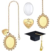 Sureio Memory Photo Charm Graduation Memorial Tassel Oval Antique Photo Charm I Always with You for Graduation Cap(1 Piece)