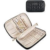 BAGSMART Travel Jewelry Case Jewelry Box Organizers and Storage Earings Holder Organizer for Women for Necklaces, Bracelets, Rings-Black