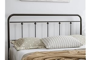 IKIFLY Metal Queen Size Headboard, Adjustable Height, Farmhouse Victorian Style, Easy Assembly, Steel Headboard Only for Bedroom, Black