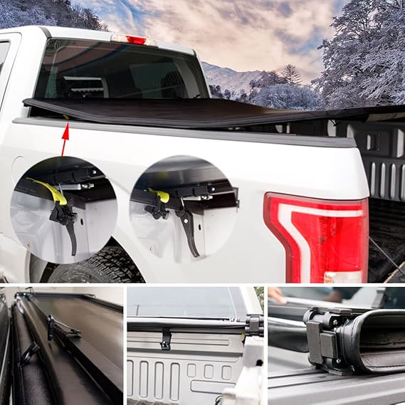 Amazon Com Leader Accessories 5 5ft Tri Fold Tonneau Cover Compatible With 2004 2014 Ford F 150 Truck Supercrew Cab 5 5 Short Bed Automotive