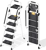 KINGRACK Folding 5-Step Ladder 800 lbs Capacity Safe Lock Handrail Tool Tray