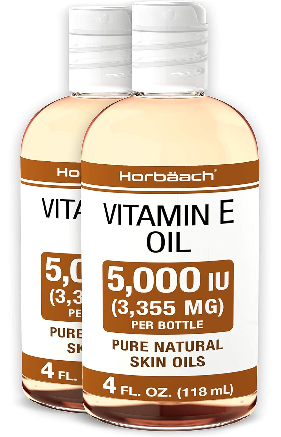 Natural Vitamin E Oil 5000 IU | 8 oz (2 x 4oz) | For Skin, Hair & Face | Vegetarian, Non-GMO, Gluten Free | By Horbaach : Beauty