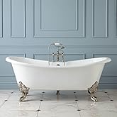 Signature Hardware 312540 Lena 72" Cast Iron Soaking Clawfoot Tub with Pre-Drilled Overflow Hole