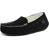 EZ Feet Women's Indoor Outdoor Shearling Breathable Slip-On Suede Moccasins Slippers