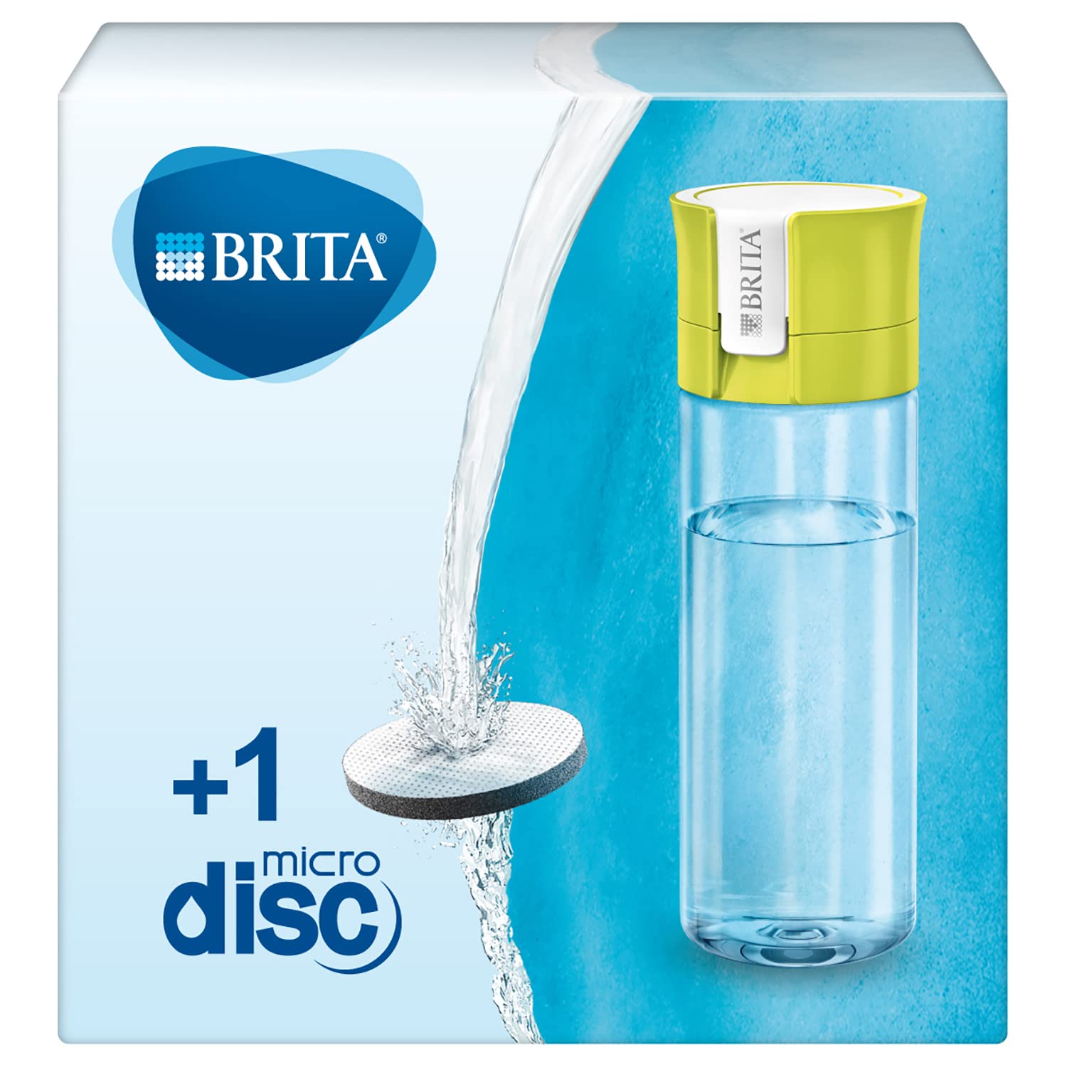 BRITA S1186 Water Filter bottle, reduces chlorine and organic impurities, BPA free, Lime, 600ml