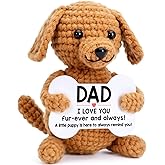Funny Dog Dad Gifts for Christmas from Daughter Son, Birthday Gifts for Dad Daddy from Kids, Emotional Positive Crochet Animals Small Puppy Dog, Cool Cute Stuff Things I Love You Presents Decorations