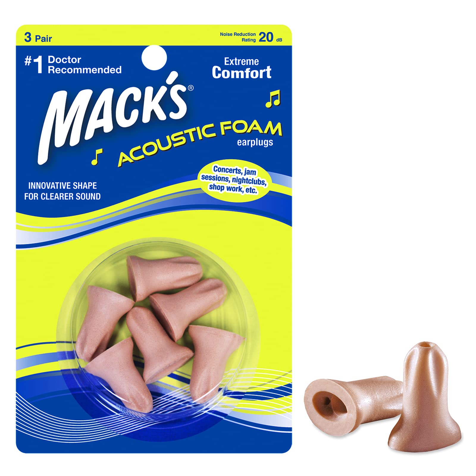 Mack's Acoustic Foam Ear Plugs