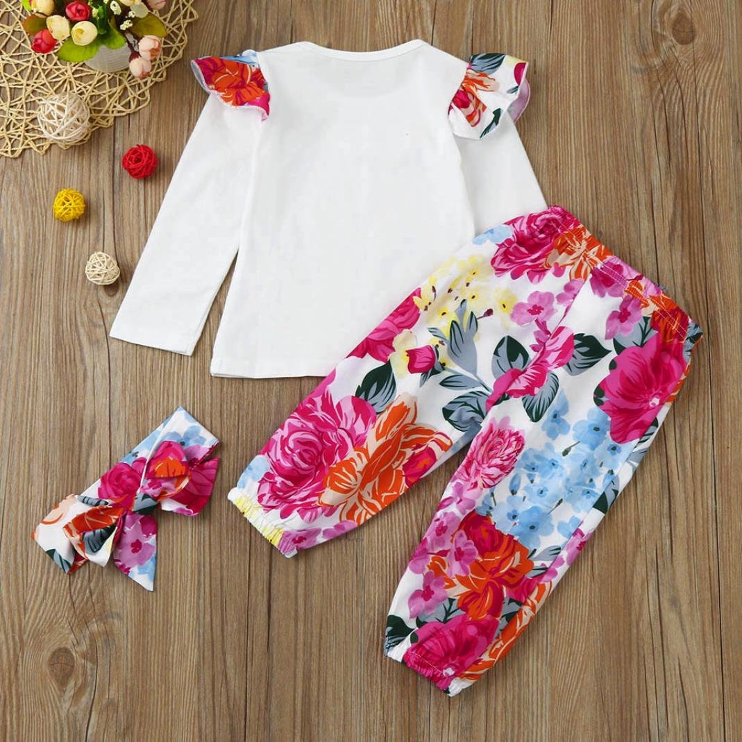 Day8 Ensemble Fille Ete Vetement Bebe Fille Printemps Blouse Enfant Fille Pas Cher Fashion Chemisie Bebe Fille Soiree Haut Chic Top Fleur Sweat T Shirt Pantalon Bandeau Fille Ensembles