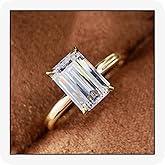 MoiuVieg 1CT/2CT/3CT Engagement Ring for Women 14k Gold Plated 925 Sterling Silver Emerald Cut Cubic Zirconia Wedding Band CZ Promise Wedding Ring Size 5-9