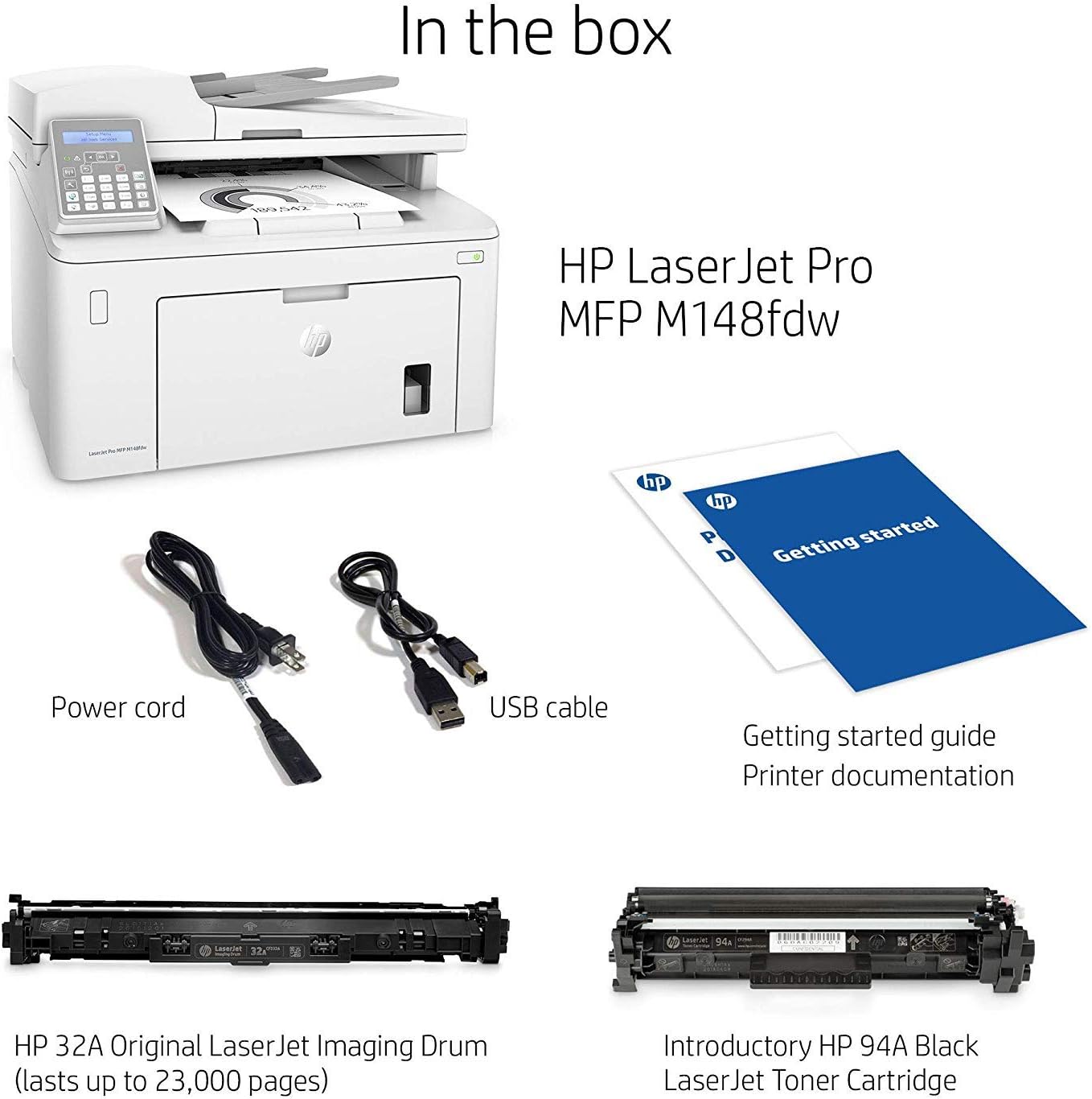 HP Laserjet Pro M148fdw All-in-One Wireless Monochrome Laser Printer, Fax, Mobile & Auto Two-Sided Printing, Works with Alexa (4PA42A)