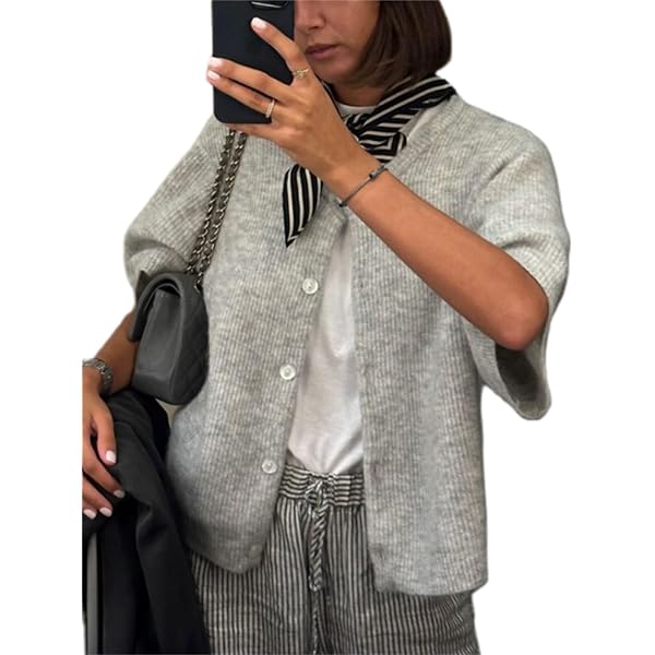 【新品未使用】T/C BASIC KNIT SHIRT CARDIGAN Women Lightweight Knitted Cardigan Shirt Short Sleeve Button