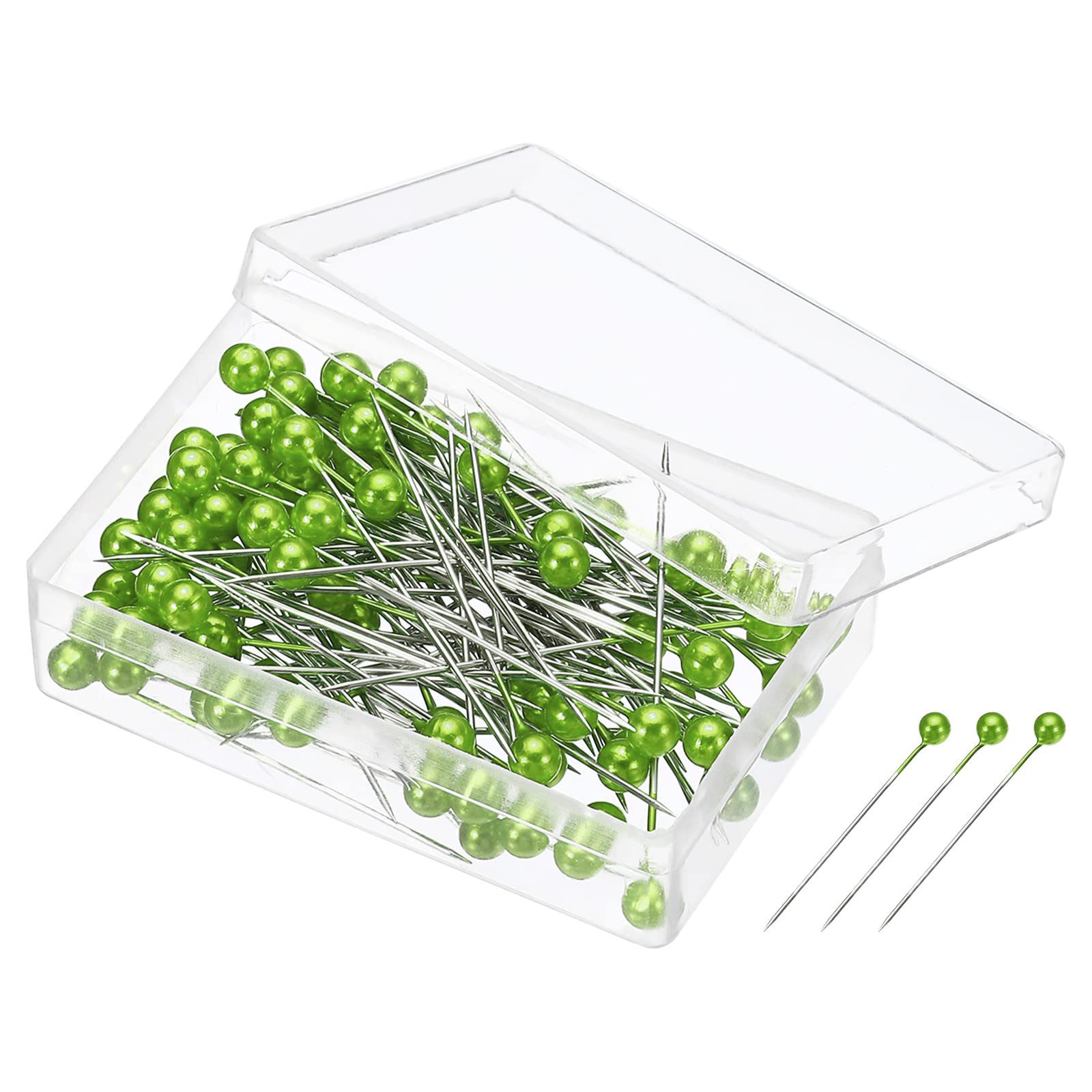 PATIKIL Pearlized Sewing Pins, 4 Set Stainless Steel Ball Head Needle Straight Quilting Pin for Dressmaker Decorations, Green