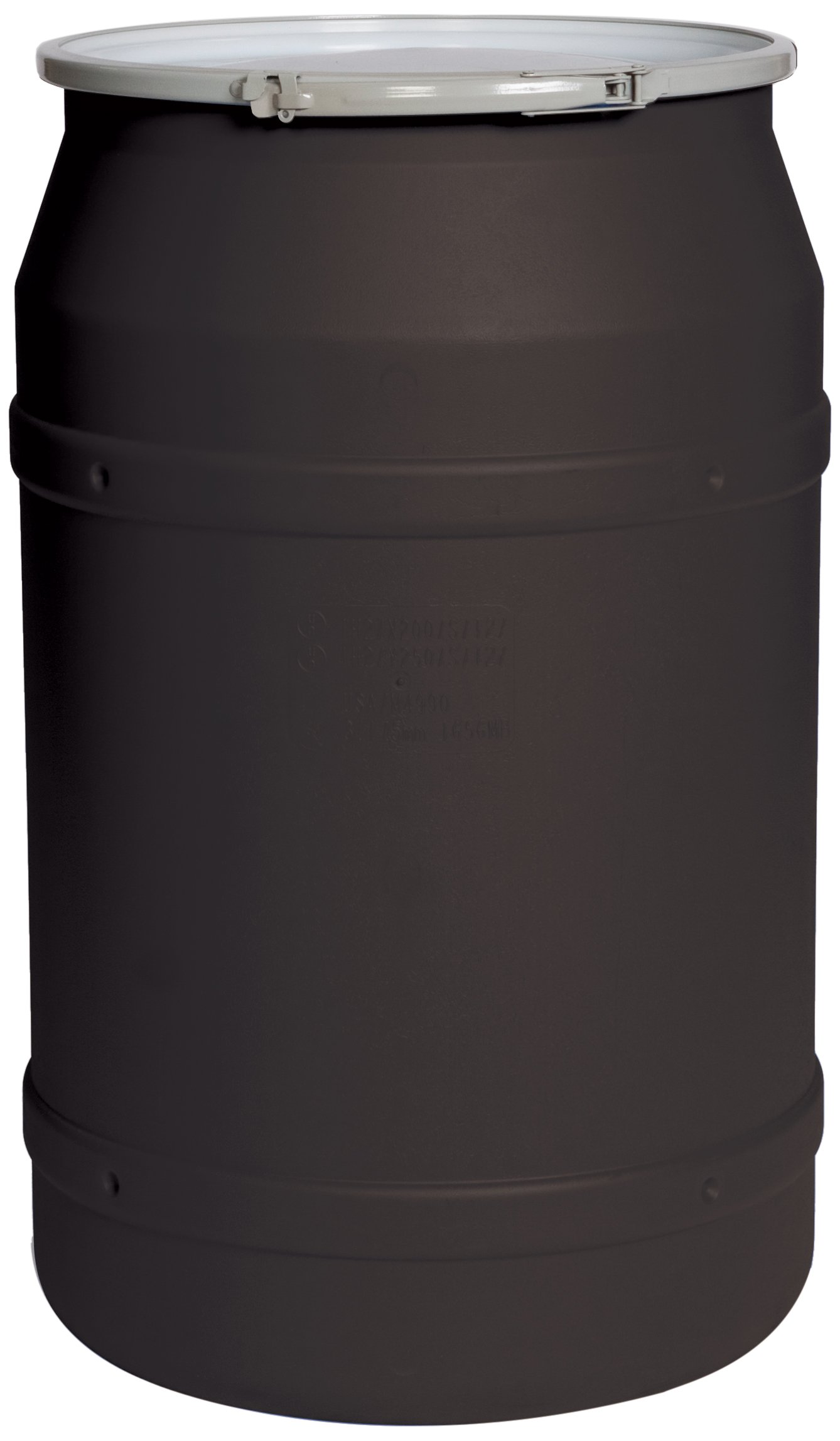 Eagle 1656MBLK Black Drum with Metal Lever Lock Ring, 55 gal Capacity, Height 36.38 inches Length 22.5 inches