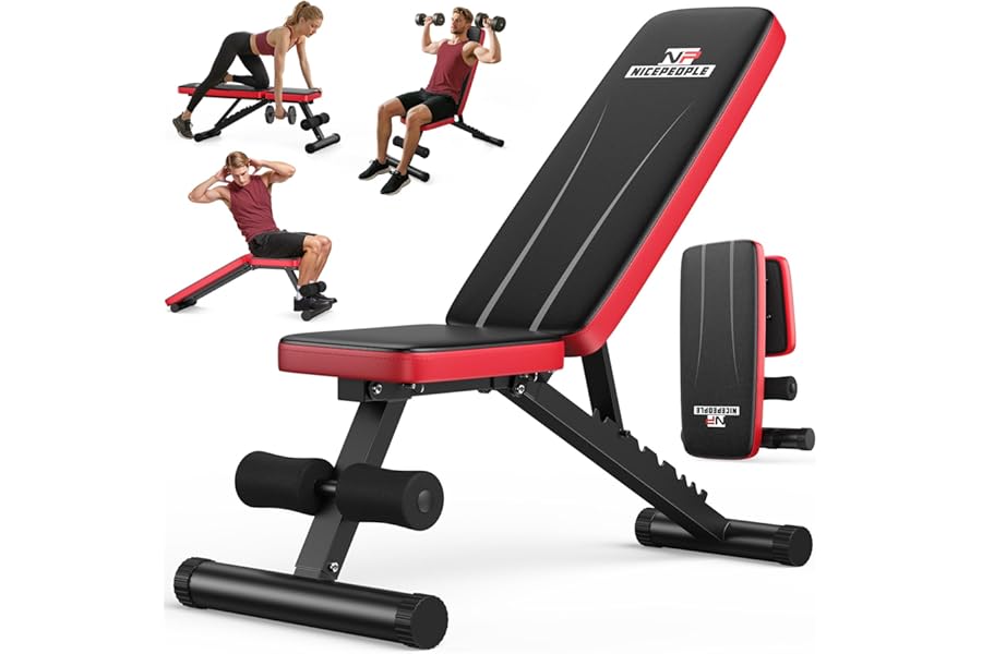 NICEPEOPLE Adjustable Weight Bench for Home Gym, 660LBS Capacity Workout Bench with 8 Backrests for Chest Shoulders Arms, Compact and Foldable Strength Bench for Small Space Apartment Room