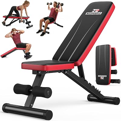 NICEPEOPLE Basic Weight Bench for Home Gym, 8 Backrests Adjustable Bench with 660LBS Weight Capacity for Chest Shoulders Arms Muscles, Foldable and Compact for Small Space Apartment Room