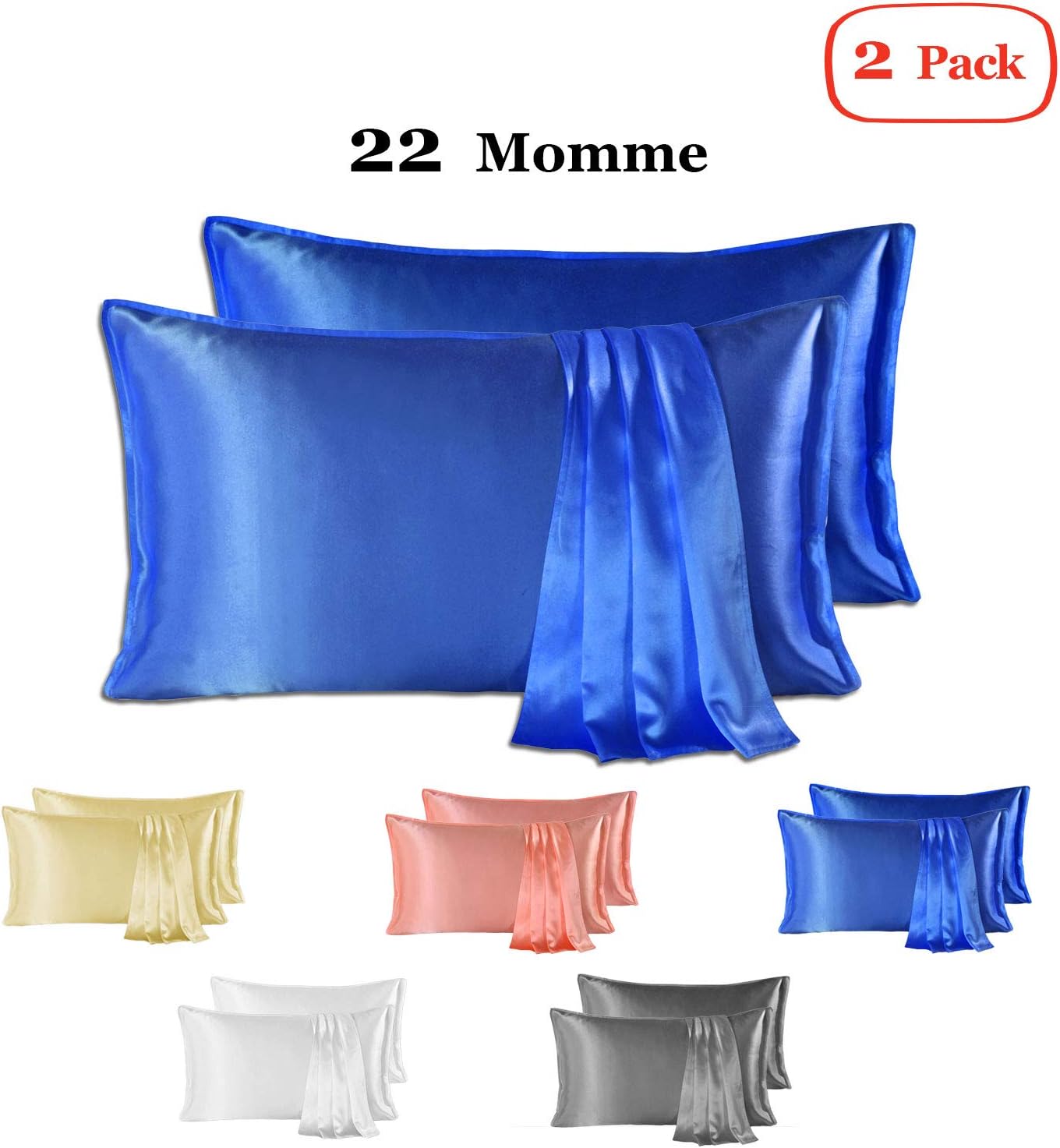 Silk Pillowcase Navy Set of 2 100 Pure Mulberry Silk 22 Momme