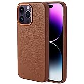 InUnion Genuine Leather Case for iPhone 15 Pro (2023) with MagSafe Function, Top Litchi Grain Leather Magnetic Phone Proctective Case for (iPhone 15 Pro) 6.1 Inch (Brown, iPhone 15 pro)