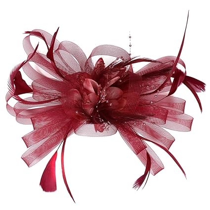 YWLINK 1920er Jahre ZubehöR Stirnband Klassisch Fascinators Hut Blume Mesh BäNder Federn Auf Einem Stirnband Cocktail Tea Tan
