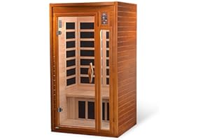 DYNAMIC SAUNAS Barcelona 1- to 2-Person Low EMF FAR Infrared Sauna with Red Light Therapy & Bluetooth Speakers | Personal Indoor Dry Heat Sauna for Home & Gym – Made from Canadian Hemlock
