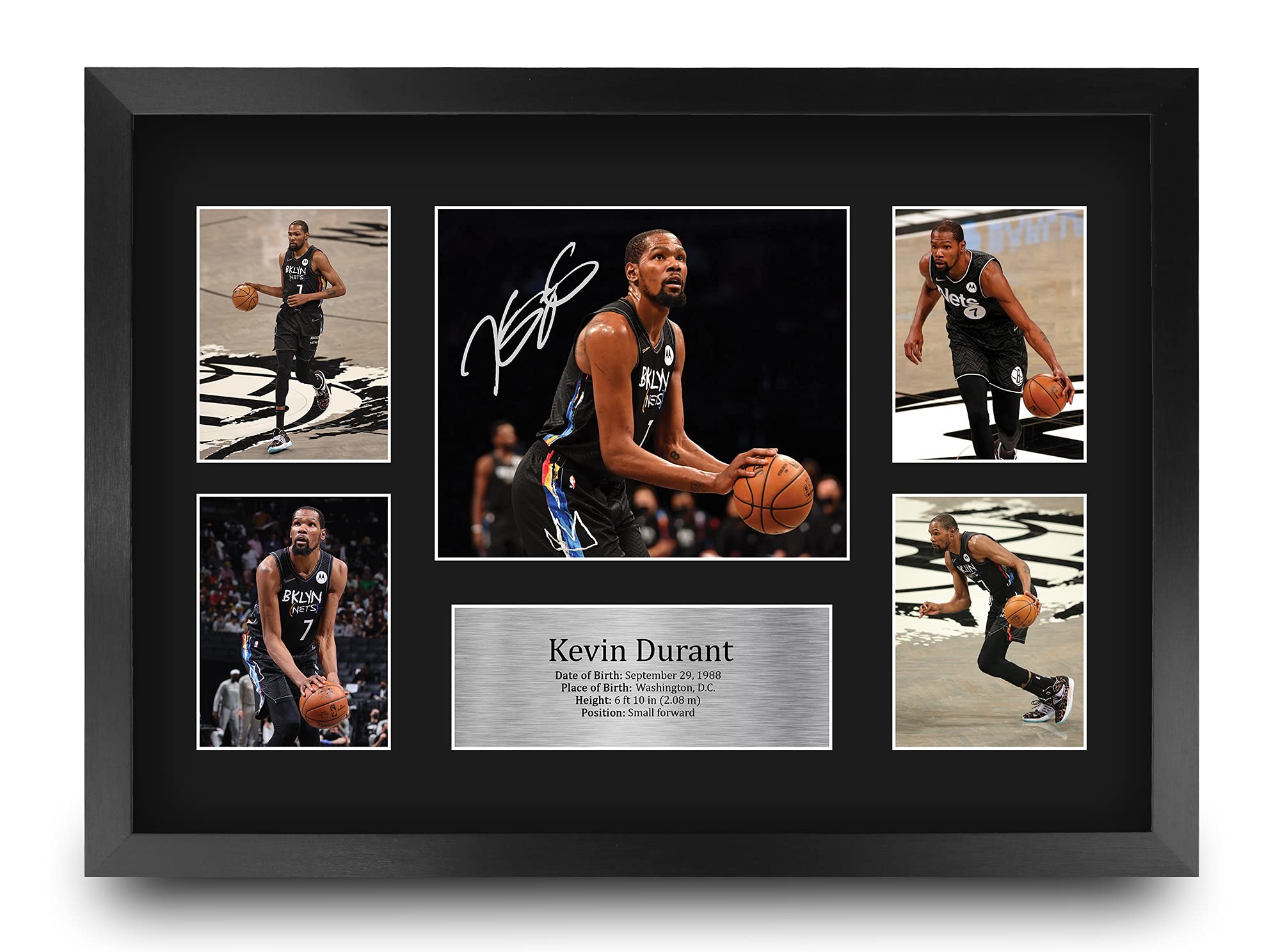 HWC Trading FR A3 Kevin Durant Brooklyn Nets Gifts Printed Signed Autograph Presentation Display for Basketball Memorabilia Fans - A3 Framed